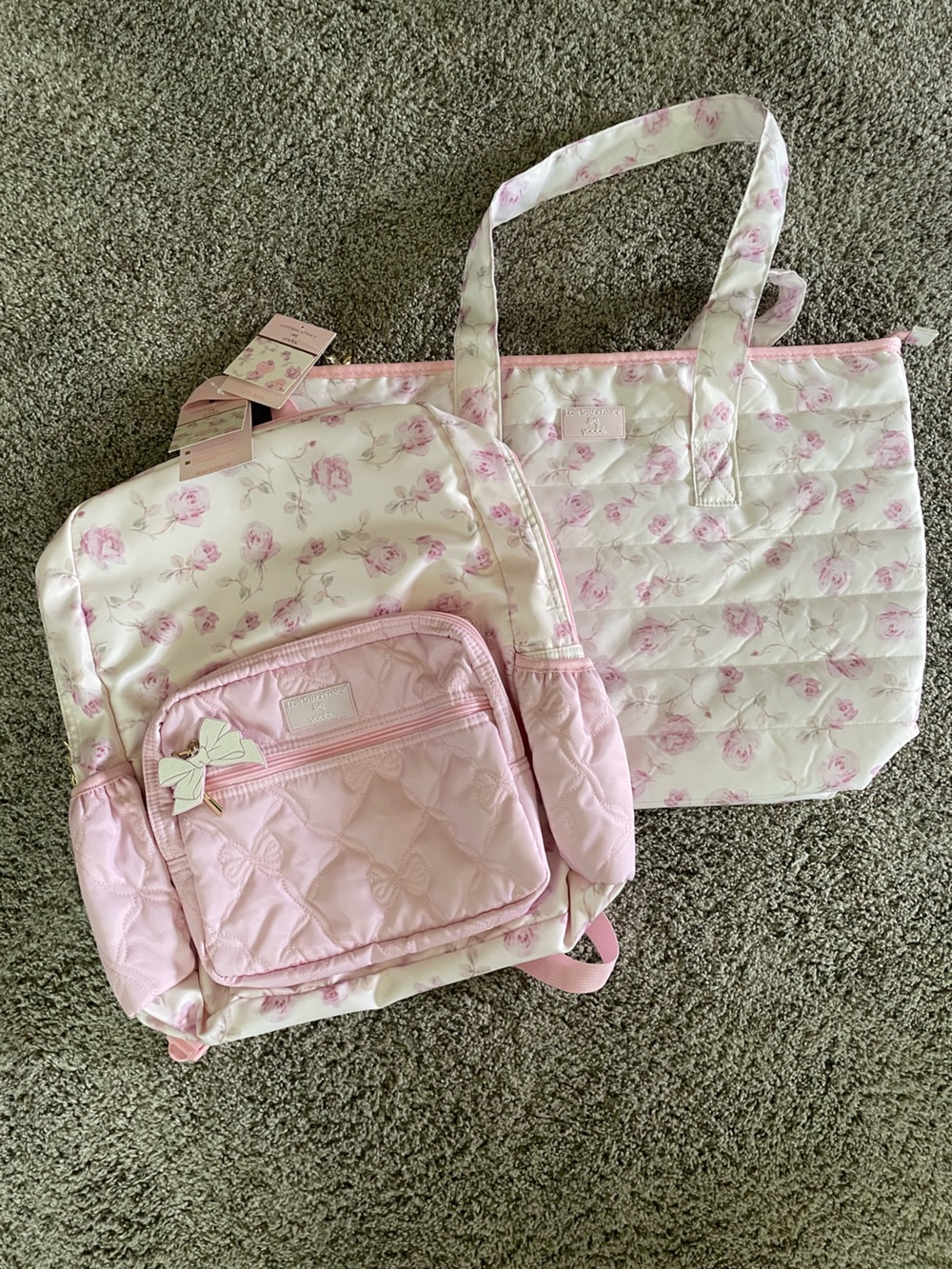 Love Shack Fancy x Yoobi Pink Floral Backpack with Matching Tote